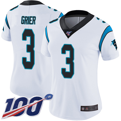Carolina Panthers Limited White Women Will Grier Road Jersey NFL Football #3 100th Season Vapor Untouchable